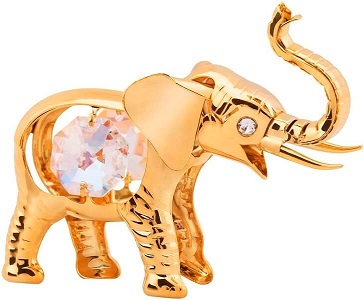 Forgyldt elefant med 4 Swarovski krystaller